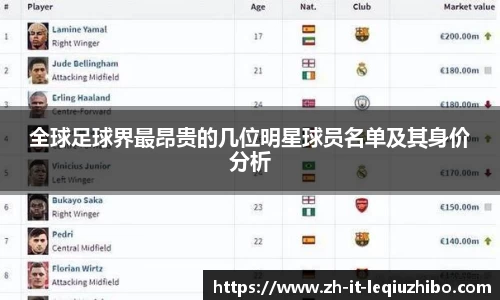 全球足球界最昂贵的几位明星球员名单及其身价分析
